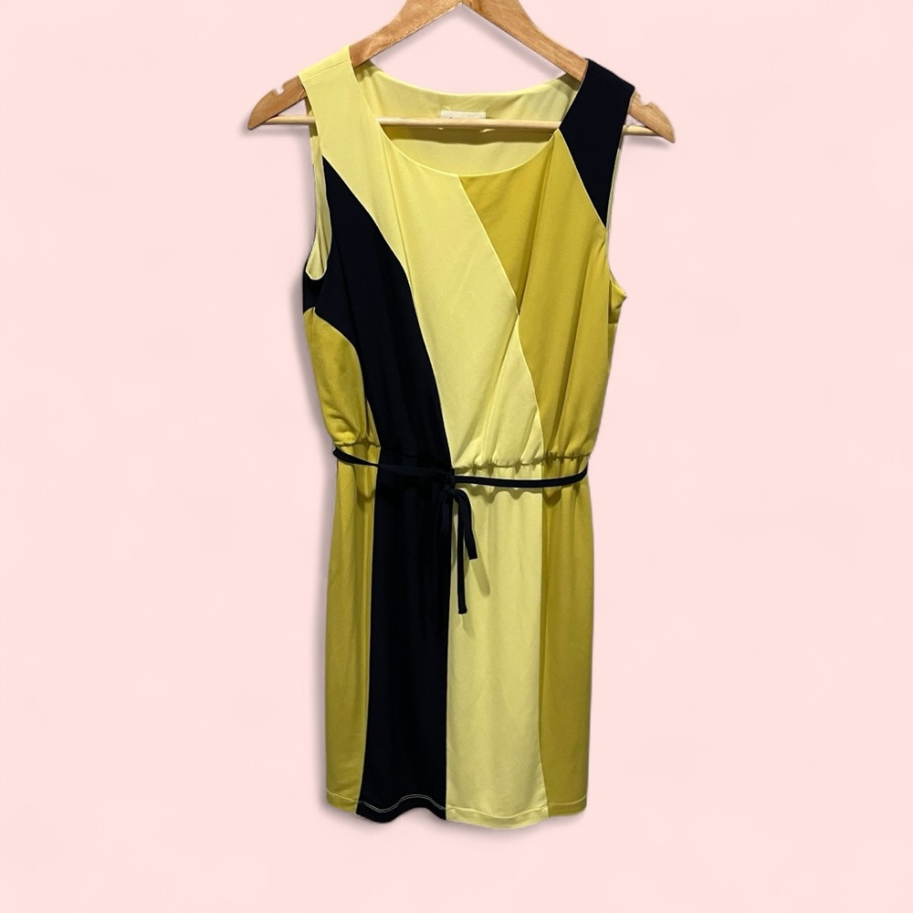 Cute limoncello Calvin Klein stretchy color-block mini dress elastic waist